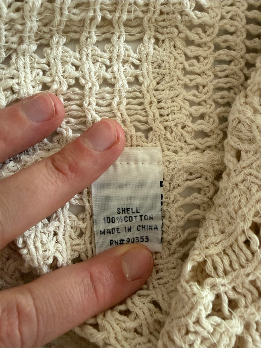 Rebellion Crochet Button-Front Cream Cardigan - Size S, BOHO, Cottage Core - Picture 7 of 9